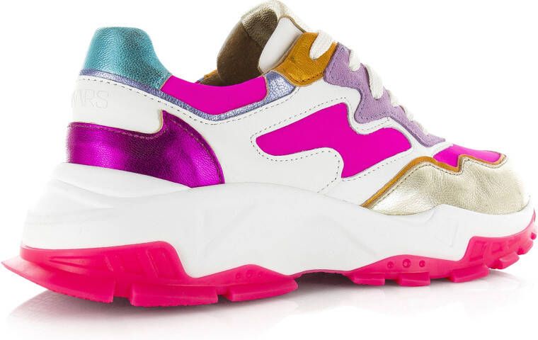 DWRS LABEL Chester White Neon Pink Roze Leer Lage sneakers Dames