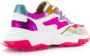 DWRS LABEL Chester White Neon Pink Roze Leer Lage sneakers Dames - Thumbnail 7