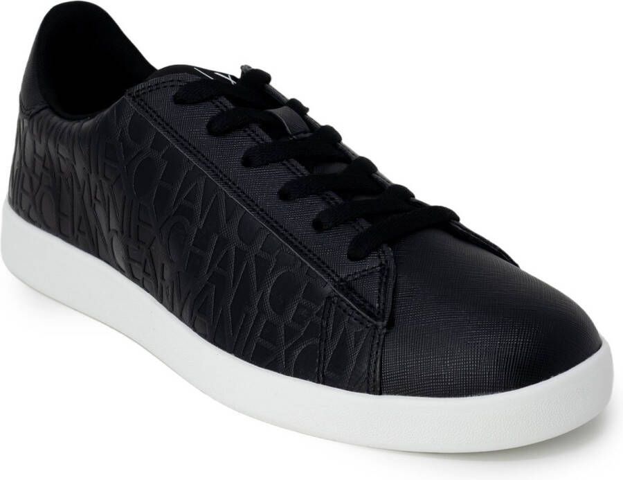 Armani Exchange Zwarte lage profiel sneakers met reliëf logo print Black Heren