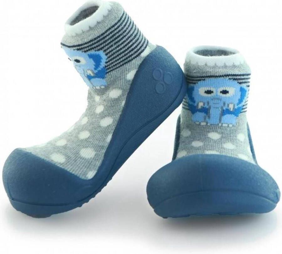 Attipas ZOO blauw babyschoenen ergonomische Baby slippers slofjes 12-24 maanden