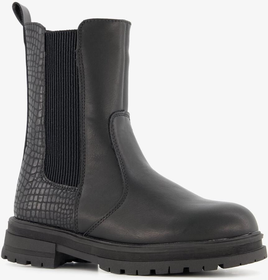 BLUE BOX meisjes Chelsea boots met croco dessin zwart