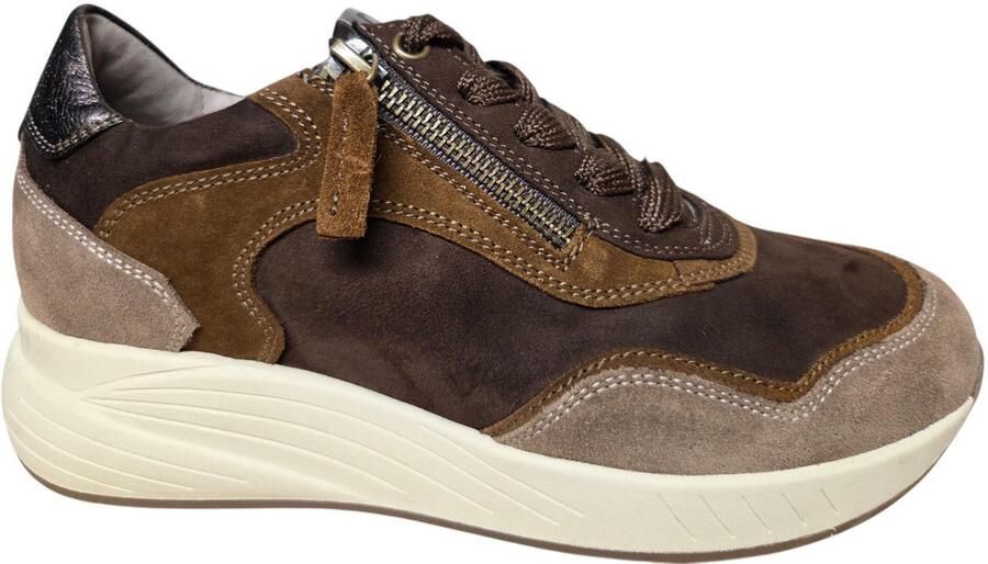 DL Sport 7130HK 722 01 Velour Shore Sneakers Bruin Combi Suede Dames Bruin Combi