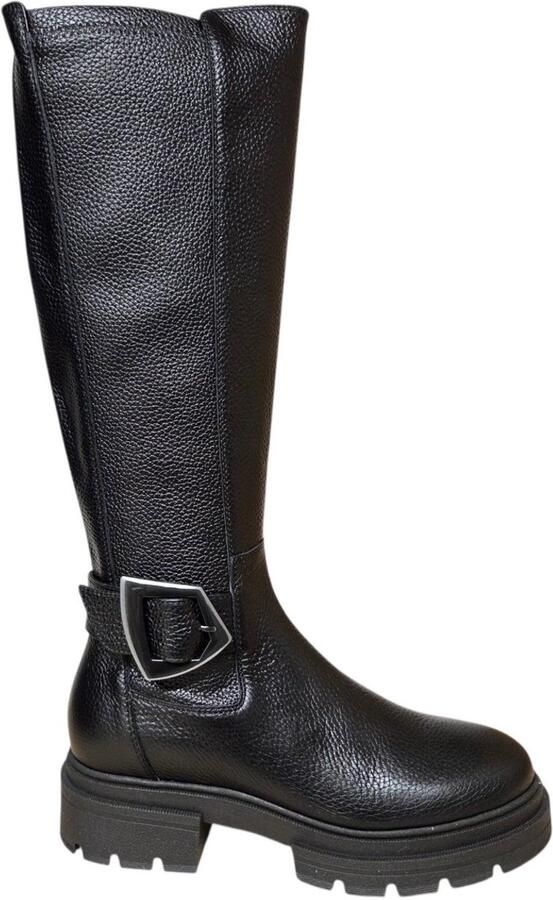 DL Sport 7203 964 02 Dollaro Nero Lange Laarzen Zwart Stretch Leer Dames Zwart