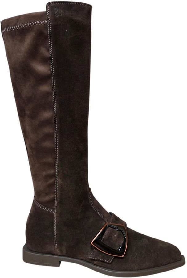 DL Sport 7227 712 01 Velour Cacao Lange Laarzen Bruin Suede en Stretch Dames Bruin