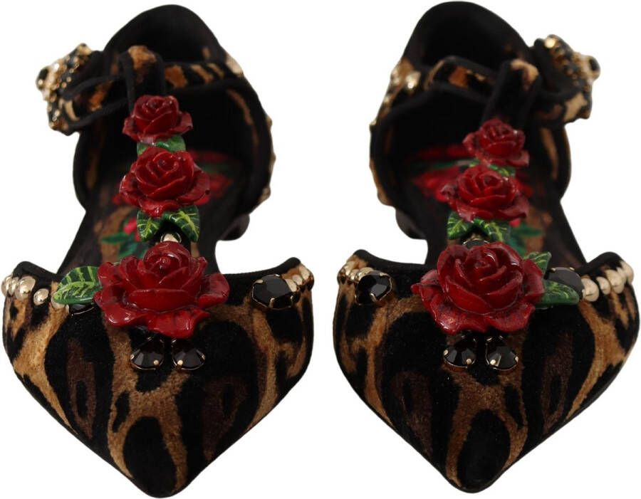 Dolce & Gabbana Luipaard Bloemen T-Strap Sandalen Multicolor Dames