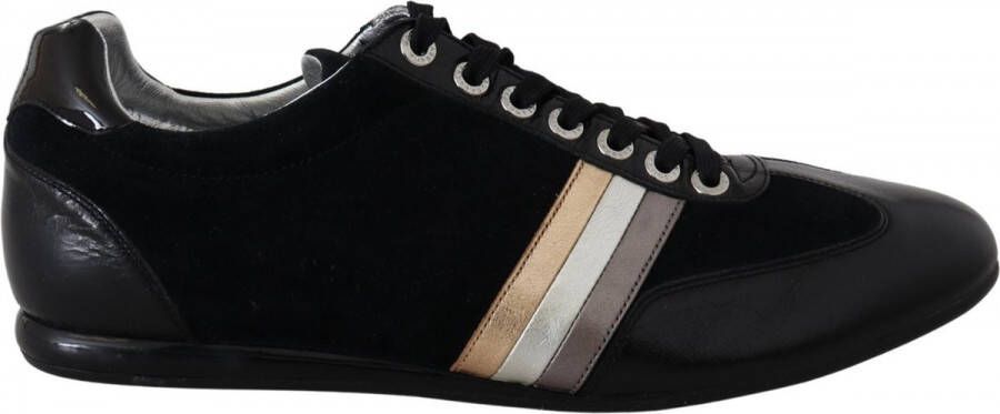Dolce & Gabbana Black Logo Leather Casual Mens Scarpe Sneakers