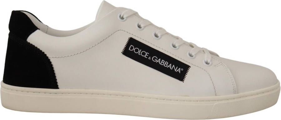 Dolce & Gabbana Witte Zwarte Leren Lage Sneakers White