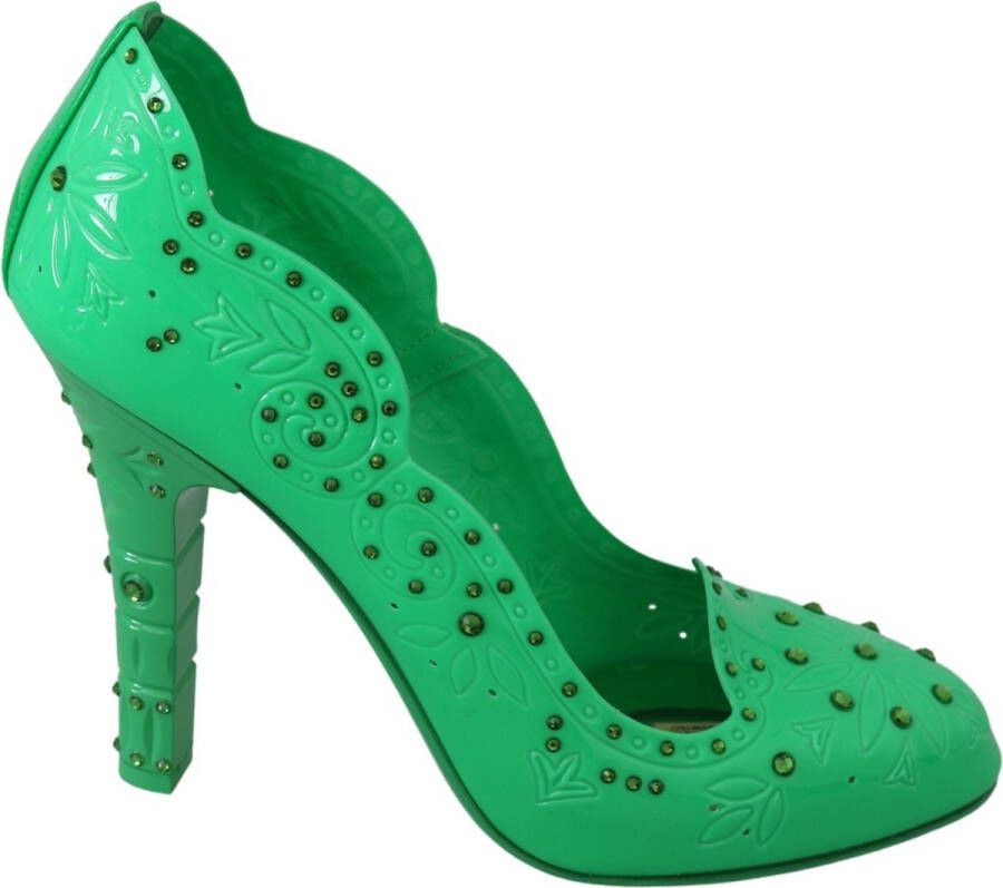 Dolce & Gabbana Groene Kristallen Bloemen Cinderella Hakken Green Dames
