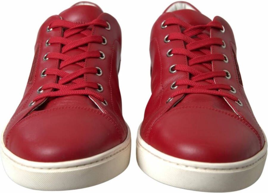 Dolce & Gabbana Rode Leren Lage Top Sneakers Red Heren