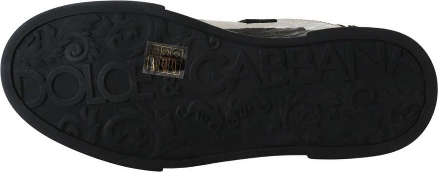 Dolce & Gabbana Zilver en Zwart Leren Lage Sneakers Black Heren