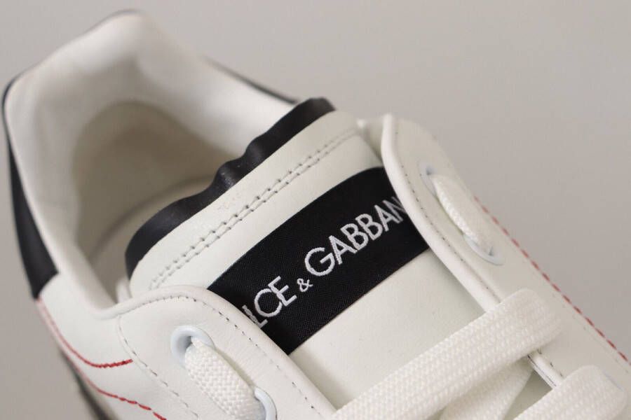 Dolce & Gabbana Witte leren lage sneakers met sterren details White