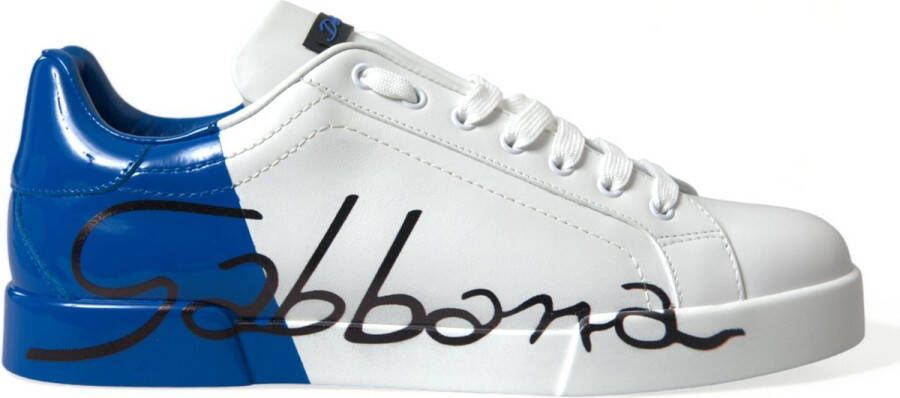 Dolce & Gabbana Leren Lage Sneakers Wit Blauw