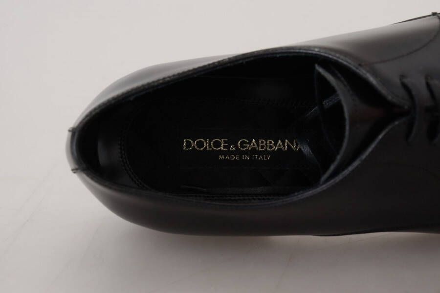 Dolce & Gabbana Zwarte Leren Formele Jurkschoenen Italiaanse Stijl Black
