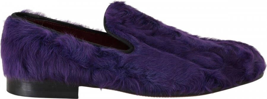 Dolce & Gabbana Luxe Paarse Schapenvacht Loafers Purple Dames