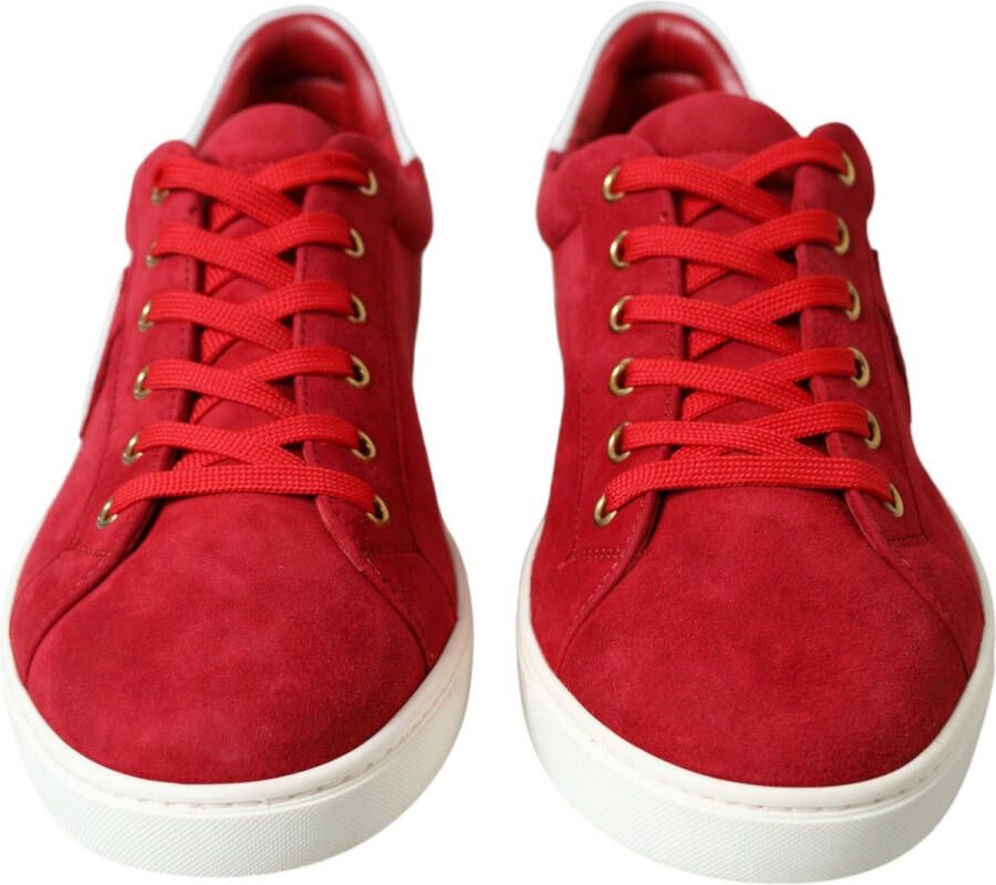 Dolce & Gabbana Rode Suède Leren Lage Sneakers Red Heren
