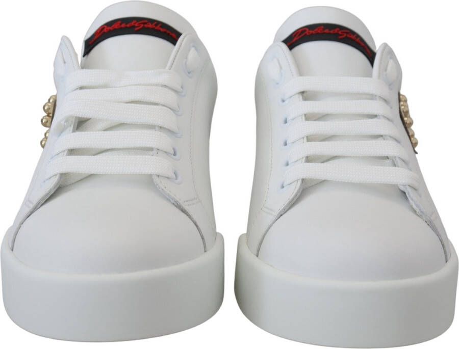 Dolce & Gabbana Luxe Witte Portofino Leren Sneakers White Dames