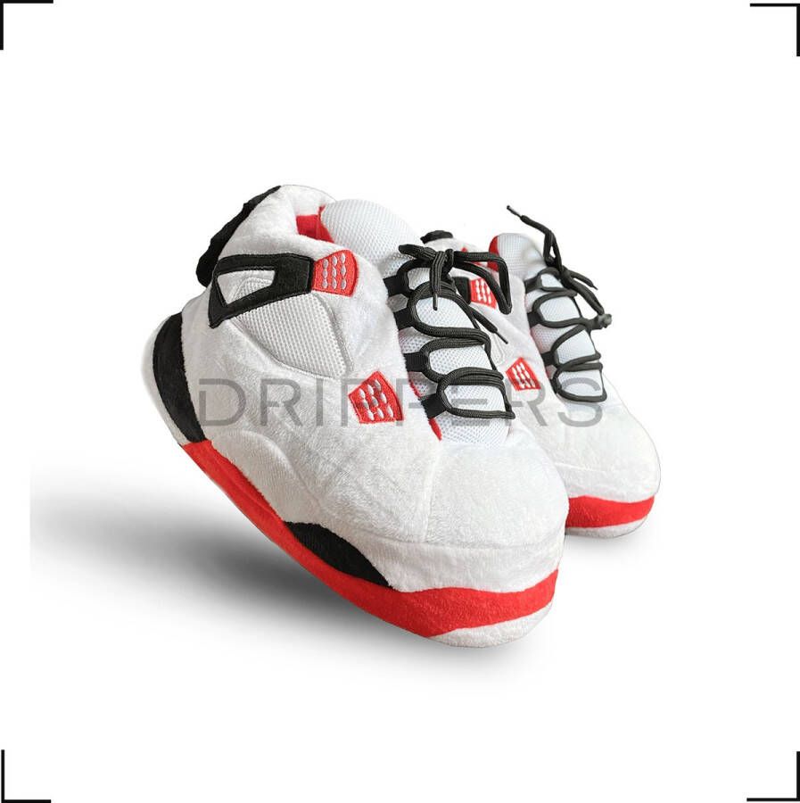DRIPPER s Sneaker Sloffen One Size Fits All Wit-Rood Pantoffels Geïnspireerd door Nike Air Jordan
