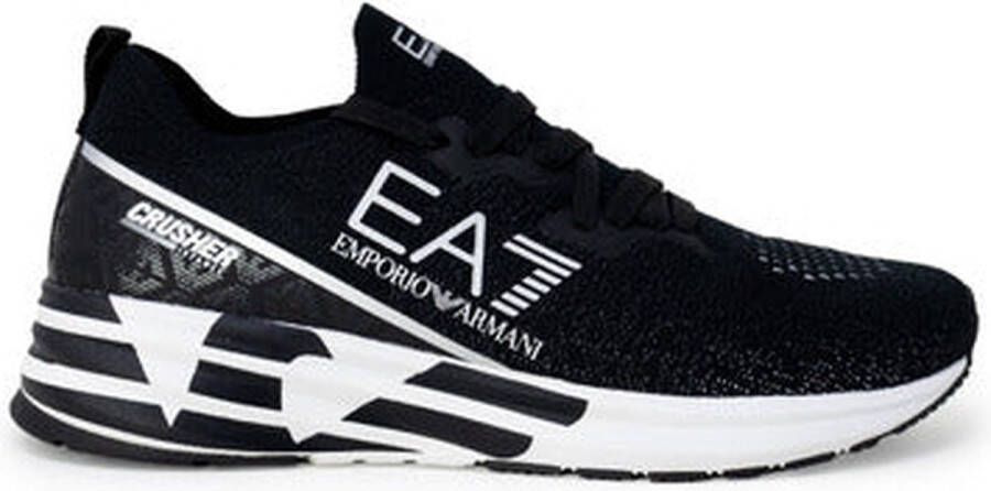 Emporio Armani EA7 Zwarte Witte Mesh Sneaker Trainingschoenen Zwart Dames