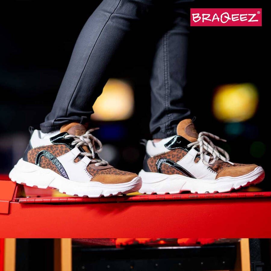Braqeez 421792-513 Lage Sneakers Bruin Print Leer Veters - Foto 9