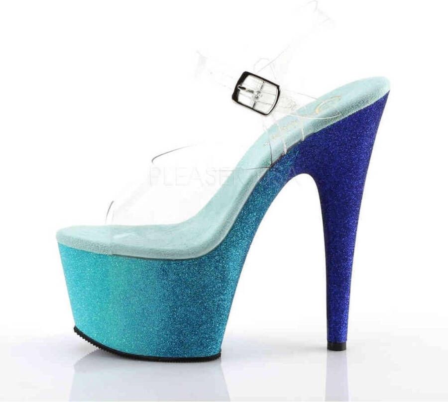pleaser Sandaal met enkelband Paaldans schoenen ADORE-708OMBRE Paaldans schoenen Blauw Transparant