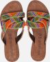 Lazamani slippers met kraaltjes oranje multi - Thumbnail 11