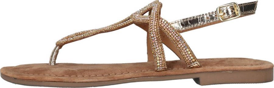 Lazamani Ladies sandals strass gold Goud Leer Platte sandalen Dames - Foto 15