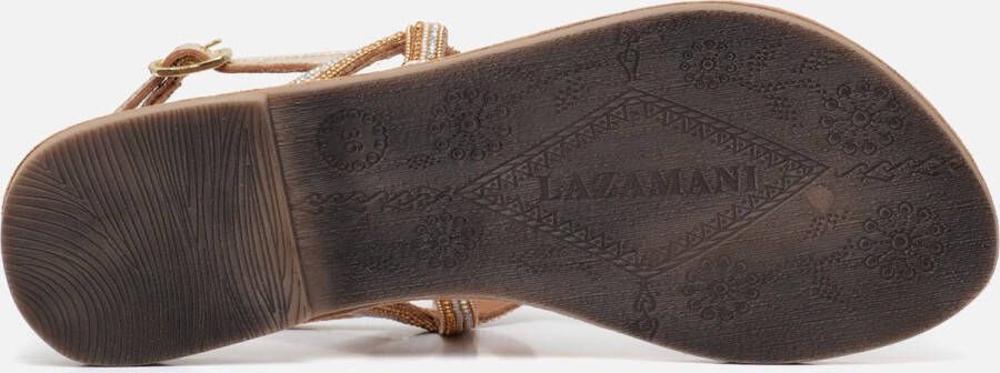 Lazamani Ladies sandals strass gold Goud Leer Platte sandalen Dames - Foto 10