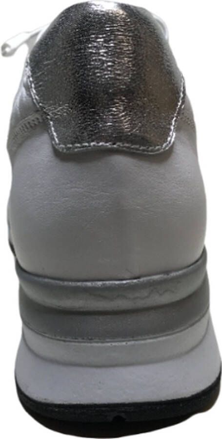 manlisa lederen bloemenprint comfort sneakers S247-2264 wit