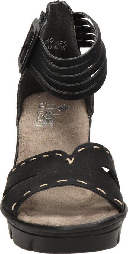 Rieker T60 Sandalen met hak zwart Nubuck Dames
