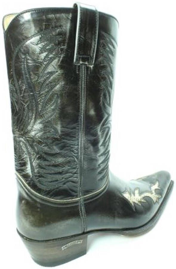 Sendra boots 9393 Mimo Zwart Heren Cowboy Western Boots Spitse Neus Schuine Hak Glanzend Leer Vintage Look Brede Leest Echt Leer
