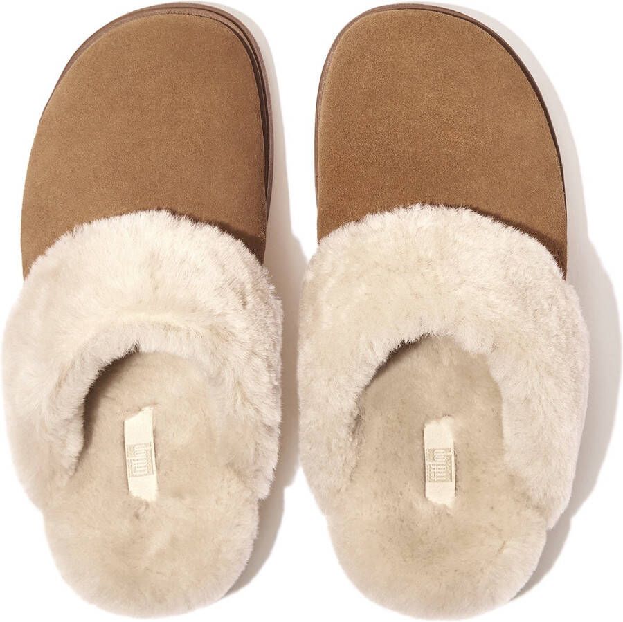 FitFlop Gen-Ff Shearling-Collar Suede Slippers BRUIN