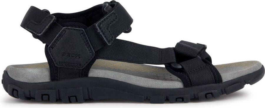 Geox Comfortabele platte sandalen voor mannen Black Heren