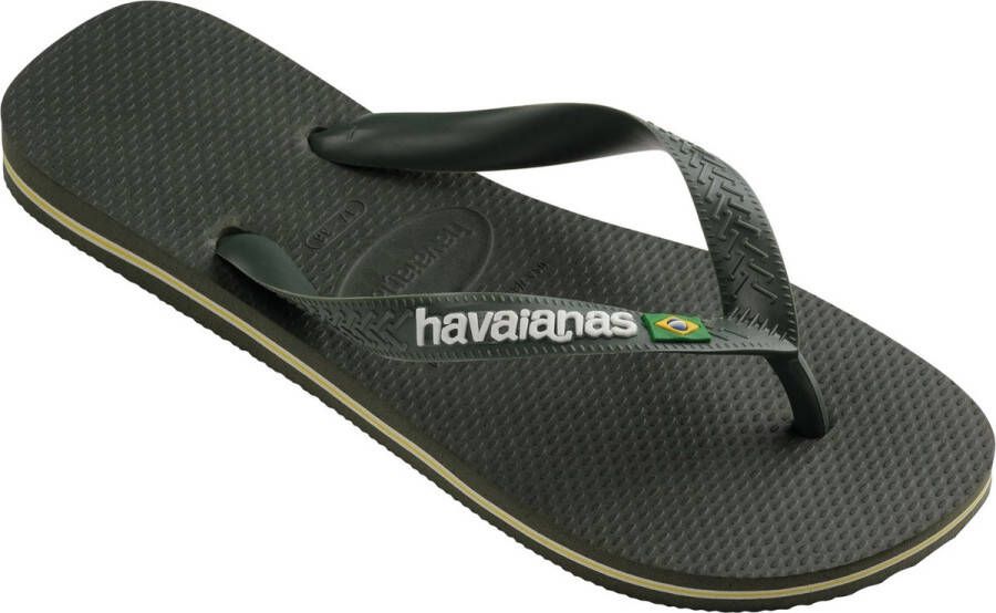 Havaianas Brasil Logo | Green Olive Green Groen Rubber Teenslippers Unisex