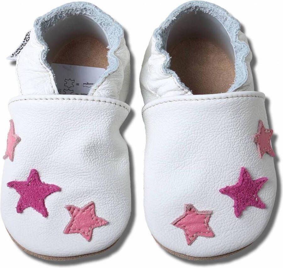 Hobea Babyslofjes wit met roze sterren - Foto 1