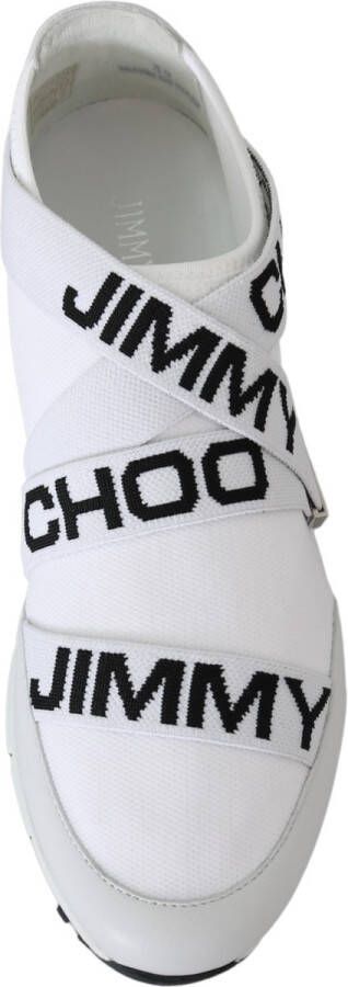Jimmy Choo Wit Zwart Nappa Gebreide Sneakers