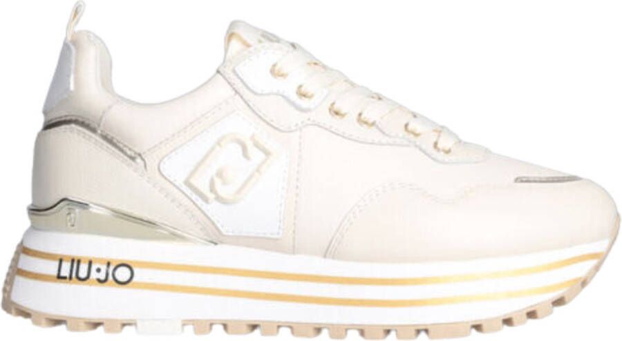 Liu Jo Beige Leren Sneakers met Witte en Gouden Details Beige Dames - Foto 1