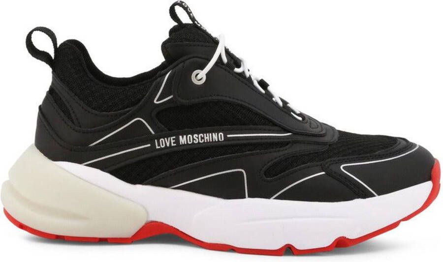 Love Moschino Trendy Sneakers met Stoffen en Leren Bovenwerk Black Dames