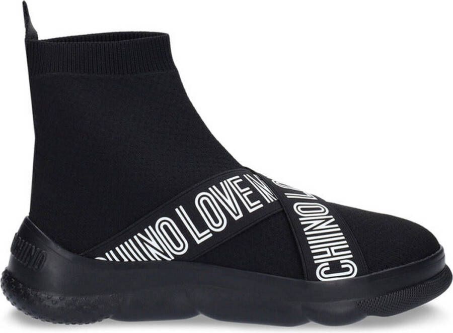 Love Moschino Stoffen Sneakers uit de Herfst Winter Collectie Black Dames