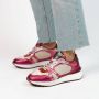 Manfield Dames Roze leren sneakers met metallic details - Thumbnail 2
