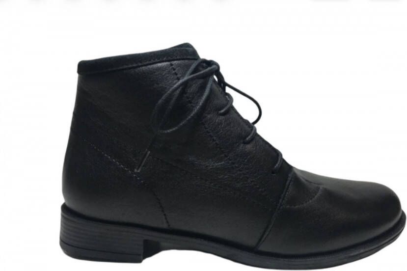 lisa veter rits effen hoge lederen comfort schoenen W132 256 zwart