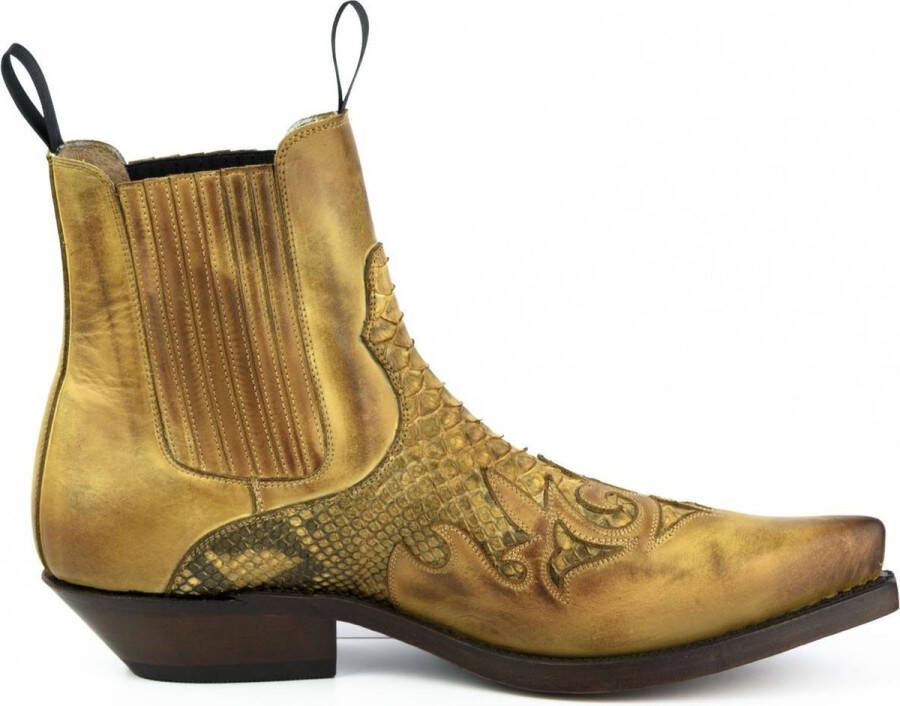 Mayura Boots Rock 2500 Hazelnoot Spitse Western Heren Enkellaars Schuine Hak Elastiek Sluiting Vintage Look - Foto 1