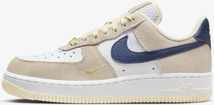 Nike Air Force 1 '07 Sneakers Unisex Coconut Milk Wit Buff Gold Midnight Navy