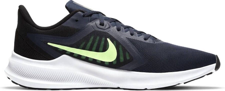 Nike Downshifter 10 hardloopschoenen donkerblauw limegroen zwart - Foto 1