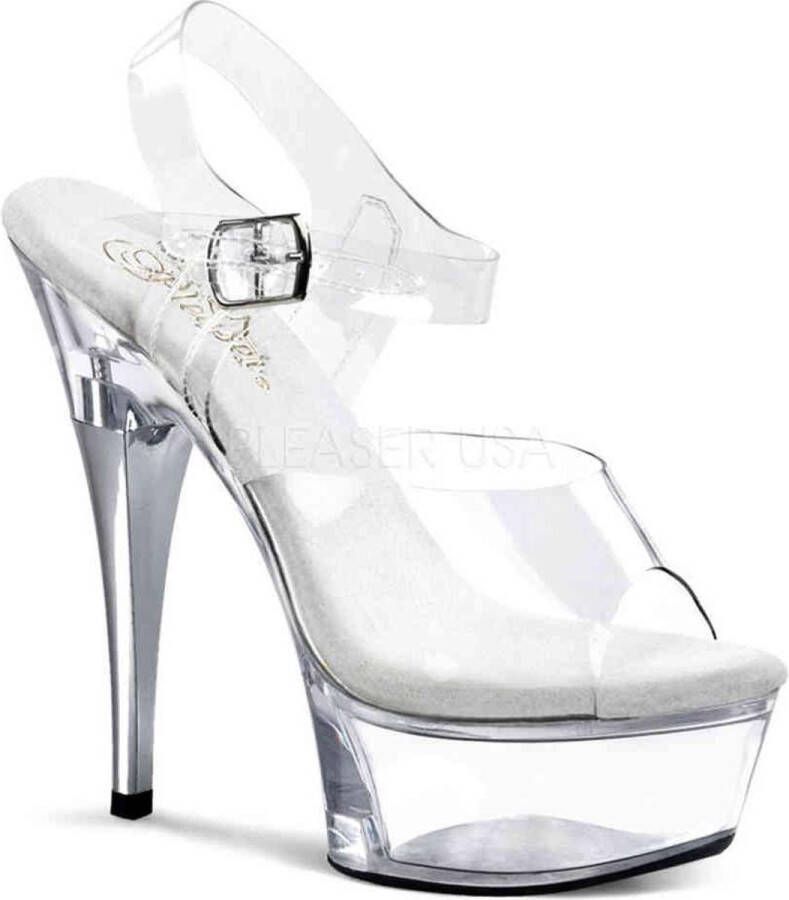 Pleaser CAPTIVA-608 Sandaal met enkelband 35 Shoes Transparant Zilverkleurig