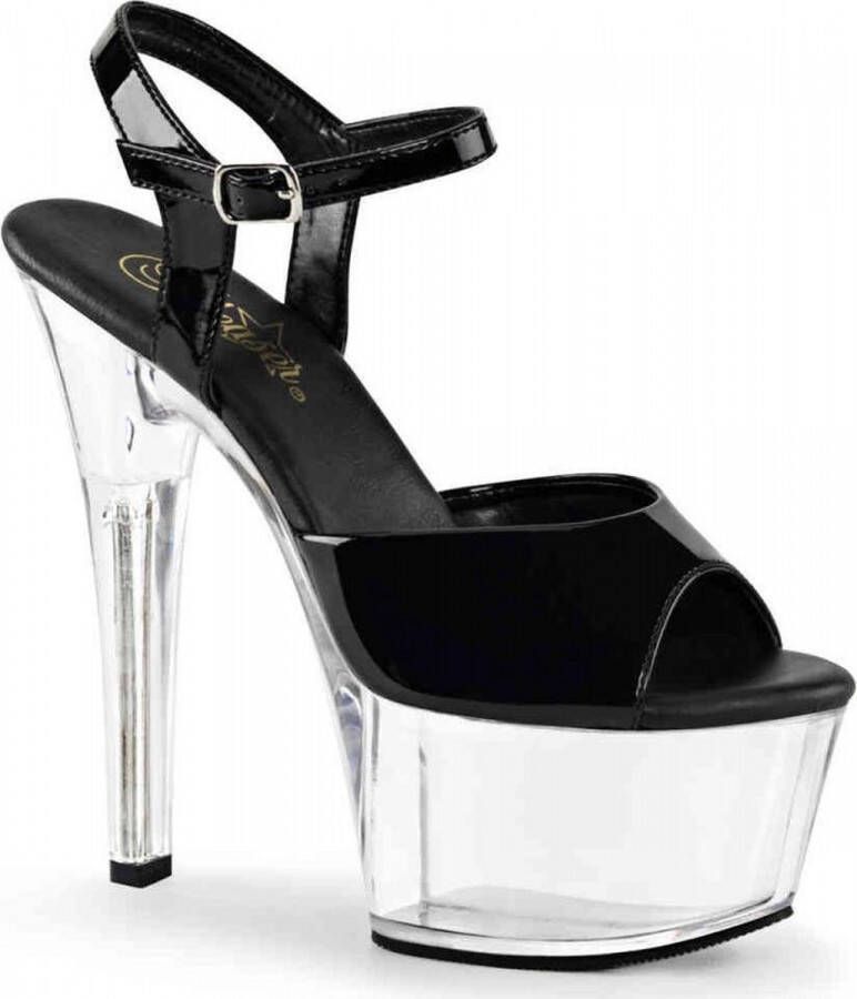 Pleaser ASPIRE-609 Sandaal met enkelband Paaldans schoenen Paaldans schoenen 37 Shoes Zwart Transparant