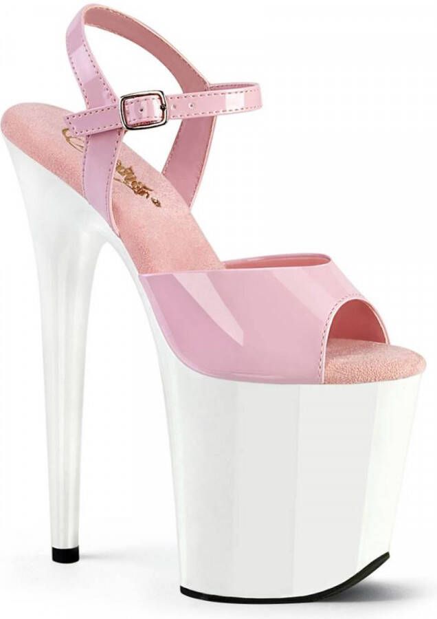 Pleaser Sandaal met enkelband Paaldans schoenen 37 Shoes FLAMINGO 809 Roze Wit