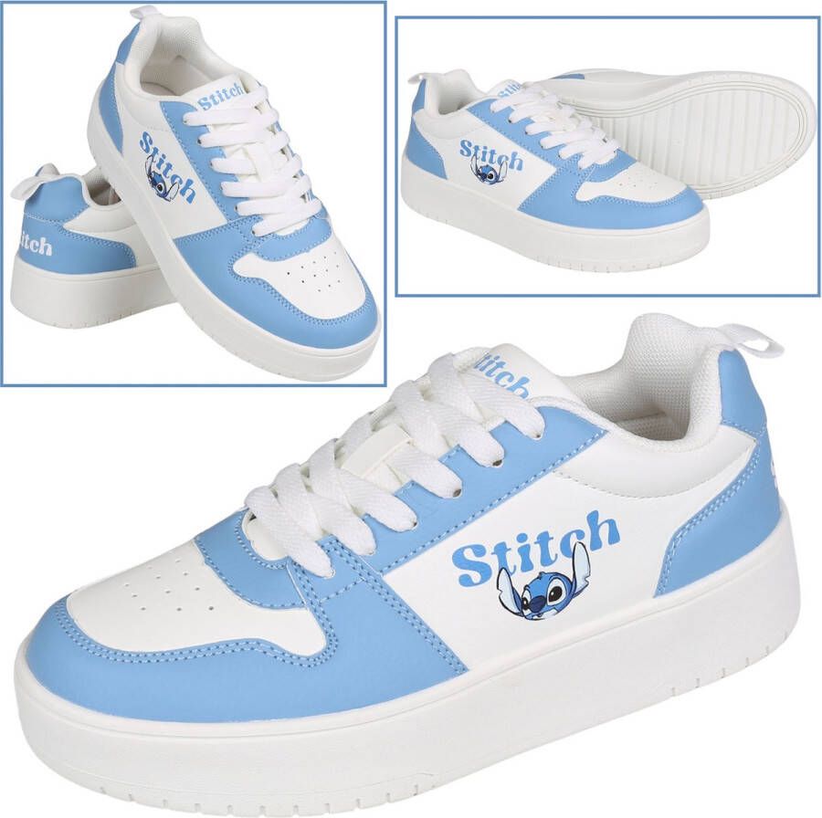 PRODUKT Stitch en Angel Disney Dames Lage Sneakers Blauw-Witte Sportschoenen