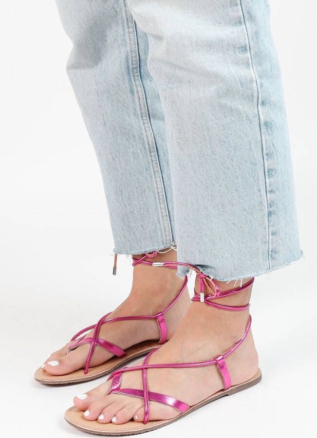 Sacha Dames Roze metallic leren sandalen - Foto 2