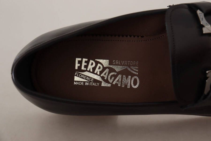 Salvatore Ferragamo Zwarte kalfsleren mocassin formele schoenen