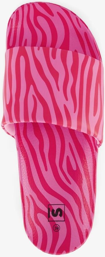 Scapino Dames badslippers met zebraprint roze rood